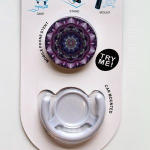 Phone pop out kick stand with car mount